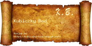 Kubiczky Bod névjegykártya